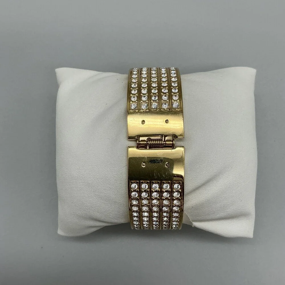 Marissima Womens Watch 20mm MOP Gold Tone Crystals Bracelet New Battery 6.5